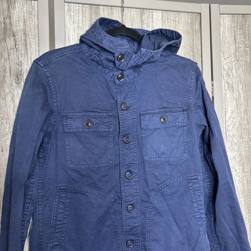 Junmen Utility Jacket Shirt Men Size S Hooded Made in Japan Navy